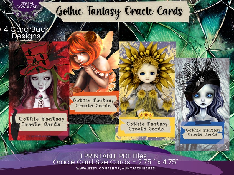 PRINTABLE CARD Deck Gothic Fantasy Fairy Oracle Cards Tarot Sized 2.75 ...
