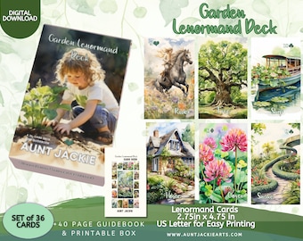 Garden Lenormand Oracle Deck,36 Cards, Botanical Theme, Printable PDF, 2.75x4.75, Includes Box Template & 40Page Guidebook, Digital Download