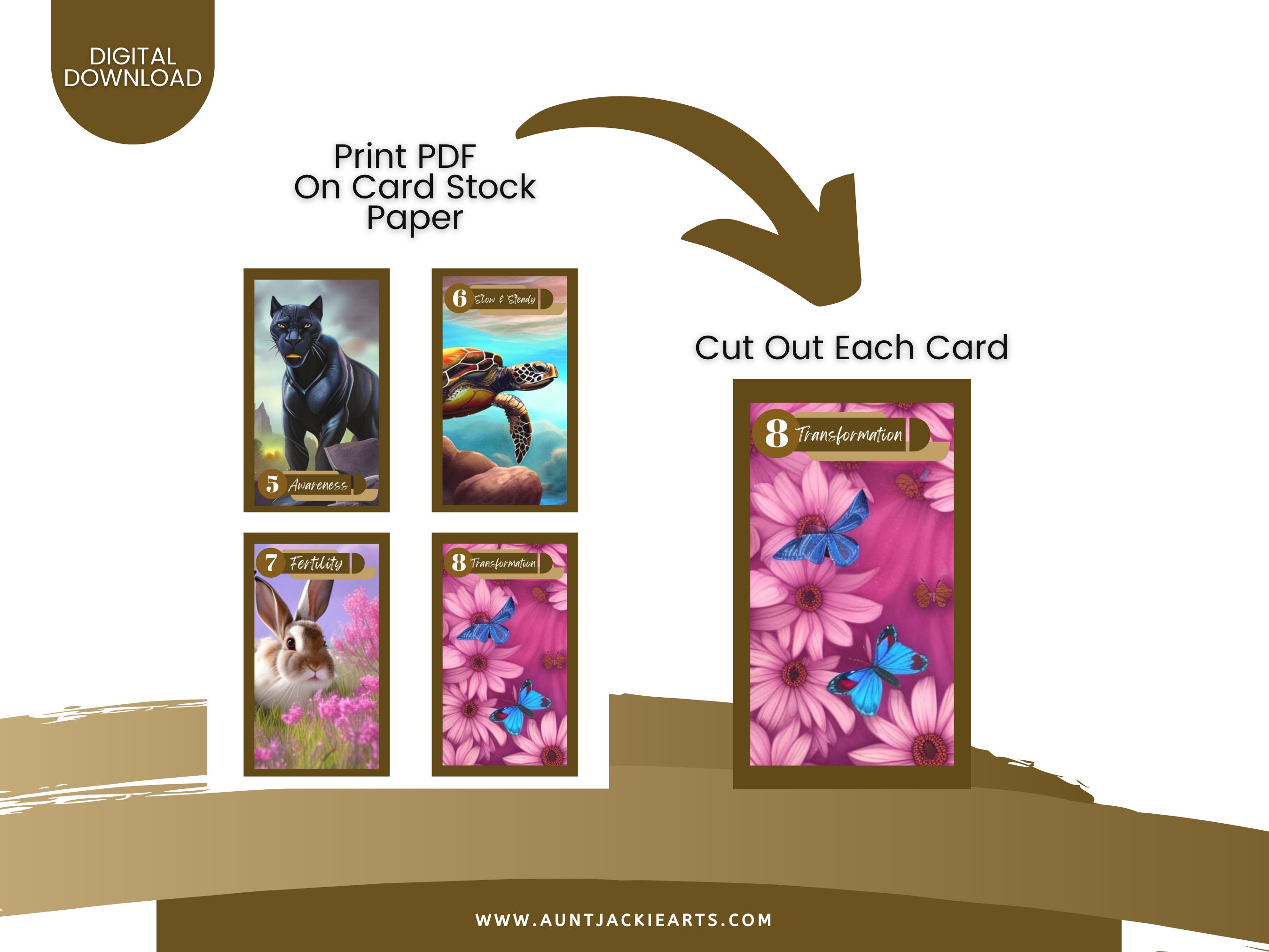 PRINTABLE CARD Deck Animal Spirit Oracle Card Deck Oracle / Tarot Sized Cards 3x5 US Letter ...