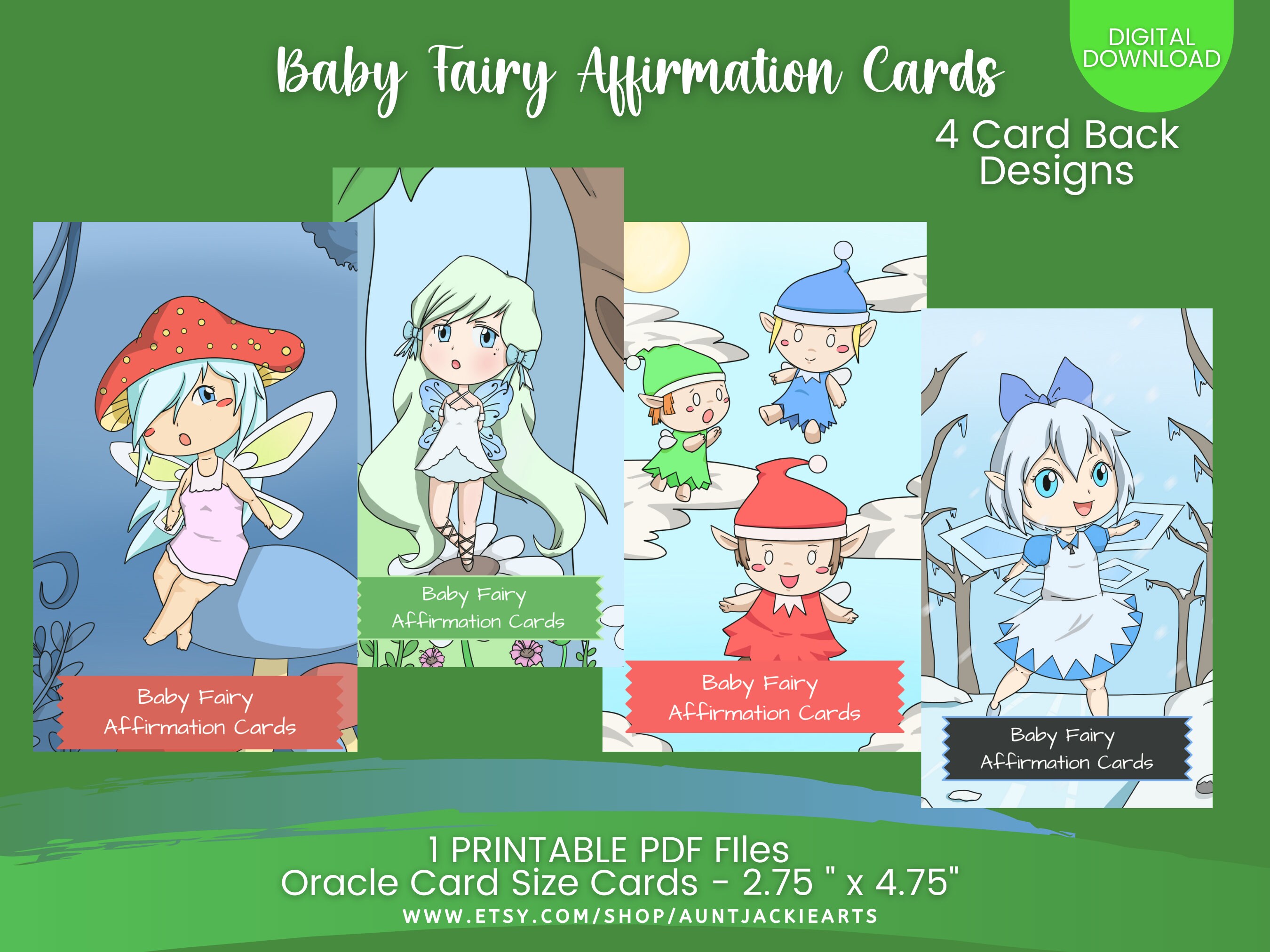 PRINTABLE CARD Deck Downloadable Baby Fairy Affirmation Cards Tarot ...