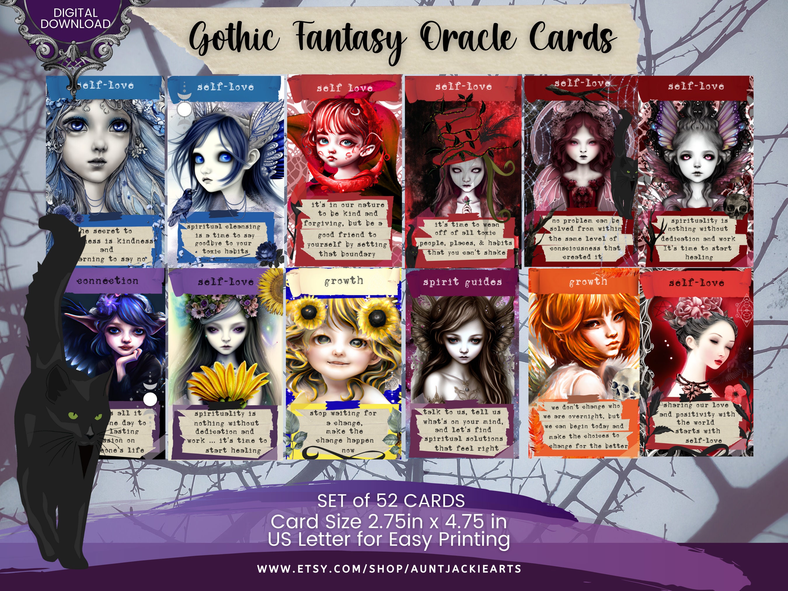 PRINTABLE CARD Deck Gothic Fantasy Fairy Oracle Cards Etsy PRINTABLE CARD Deck Gothic Fantasy Fairy Oracle Cards Etsy