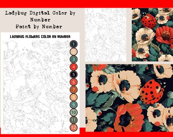 Marienkäfer, PBN, Malen nach Zahlen, Malen nach Zahlen, Digital Malen nach Zahlen, Digital Malen nach Zahlen, iPad Malen nach Zahlen, PDF Malen nach Zahlen