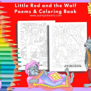 Little Red, Big Bad Wolf, Gedichte, Malbuch, Classic Stories Malbuch, Riding Hood Coloring, Coloring Bundle, for Teens, 30 Pages Bild 8