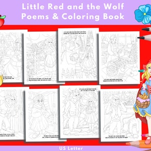 Little Red, Big Bad Wolf, Gedichte, Malbuch, Classic Stories Malbuch, Riding Hood Coloring, Coloring Bundle, for Teens, 30 Pages Bild 5