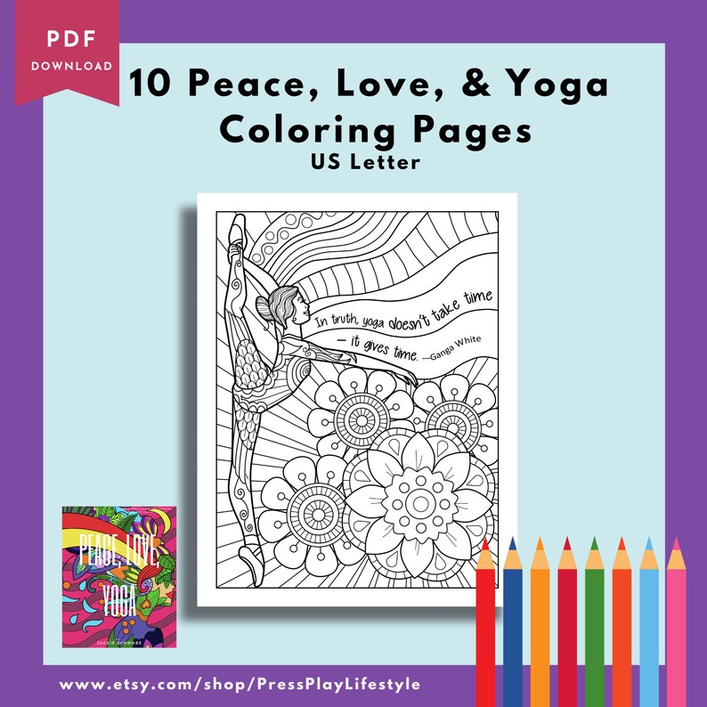 Yoga PRINTABLE COLORING Page Set Beautiful Yoga Coloring Pages, 10 ...