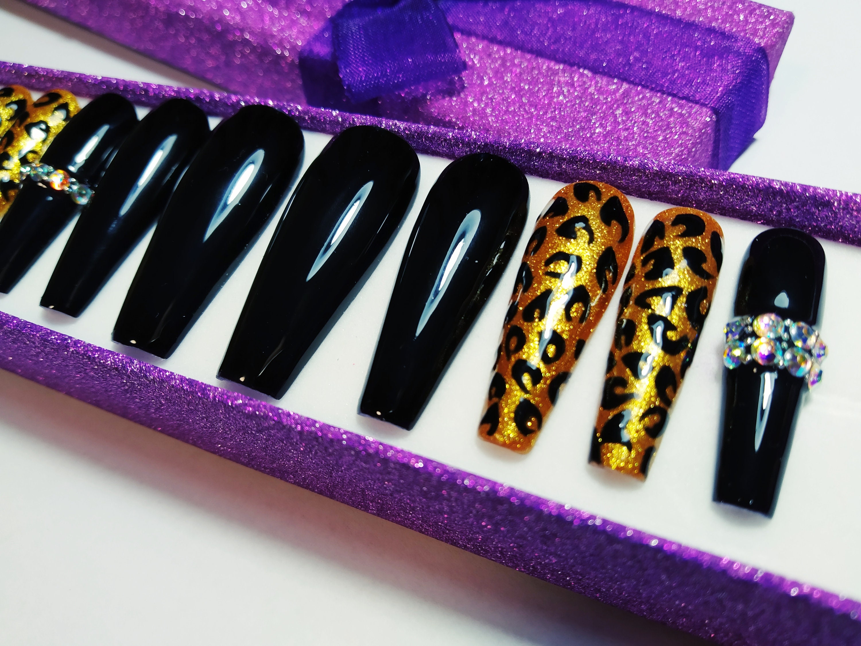 Nagellack Trends Weihnachten 2022 Nägel Weihnachten 2022 Nägel Tierdruck Leopard Acrylnägel Etsy