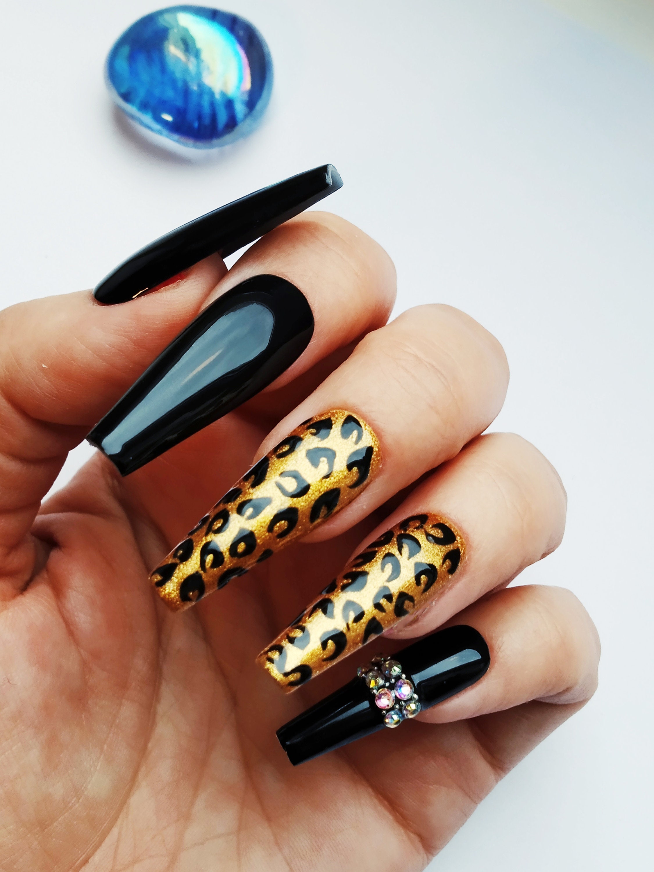 Nagellack Trends Weihnachten 2022 Nägel Weihnachten 2022 Nägel Tierdruck Leopard Acrylnägel Etsy