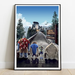 Cartel del Hotel Transilvania, decoración de la pared de la habitación para niños, arte de la pared del lienzo sin enmarcar