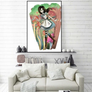 Alice Madness Returns Poster, Gamer Room Wall Decor, Unframed Canvas Wall Art