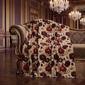 Throw Blanket Crimson Poppy Gold Baroque | Grandmillennial Floral Home Decor