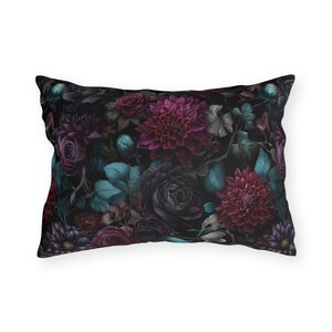 Goth Outdoor Pillow | Dark Floral Patio Cushion | Witchy Garden Decor image 4