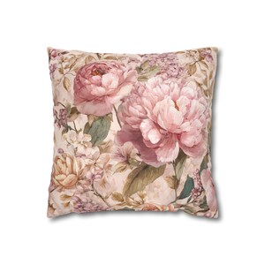 Blush Pink Floral Throw Pillow Vintage Peony Botanical Sofa Cushion Romantic Cottagecore Home Decor image 5