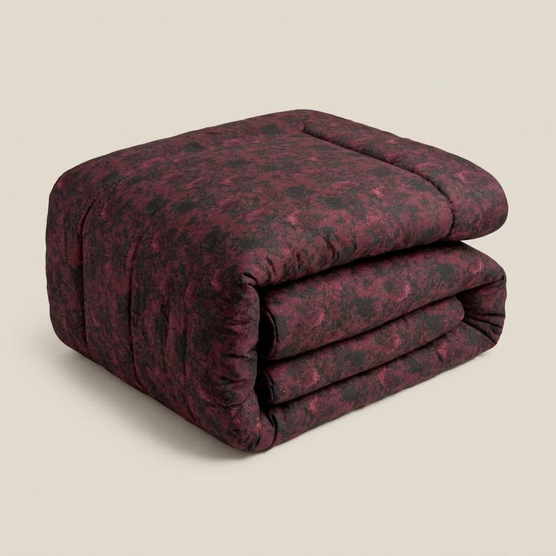 Dark Lace Rose Cotton Bed Set Burgundy Linen Romantic Bedding Gothic Bedroom Decor immagine 16