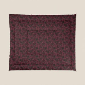 Dark Lace Rose Cotton Bed Set Burgundy Linen Romantic Bedding Gothic Bedroom Decor immagine 18