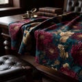 Teal Crimson Chrysanthemum Blanket Throw | Dark Academia Floral Plush All seasons wrap