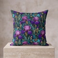Art Nouveau Iris Pillow | Moody Botanical Garden Sofa Cushion