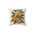Vintage Citrus Blossom Pillow, Botanical Orange Farmhouse Cushion