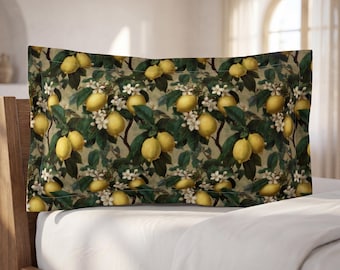 Pillow Sham Lemon Botanical Cottage Core | Grandmillennial Bedding Decor