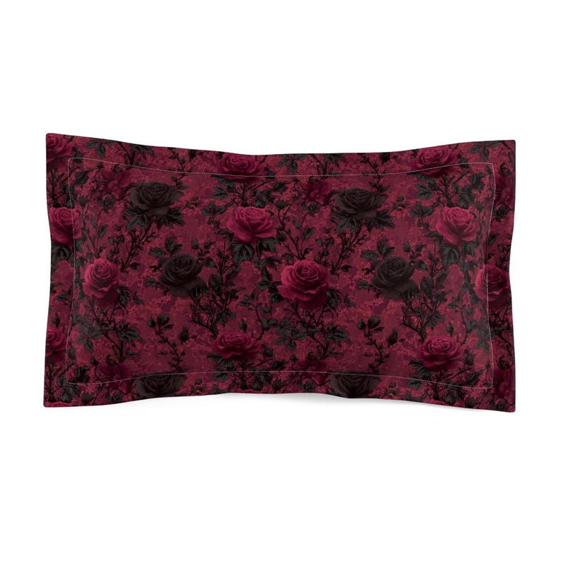Dark Lace Rose Cotton Bed Set Burgundy Linen Romantic Bedding Gothic Bedroom Decor immagine 19