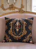 Throw Pillow Nutcracker Baroque Gold | Grandmillennial Dark Christmas Decor