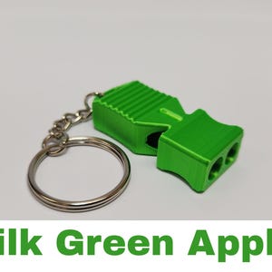 Emergency Whistle – 120+ dB Extremely Loud Safety Signal Keychain Silk Green Apple