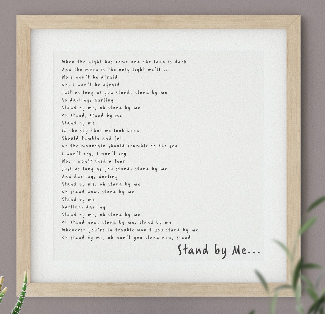 Stand by Me Lyrics Print 12 X 12 Printable Art Gallery Etsy
