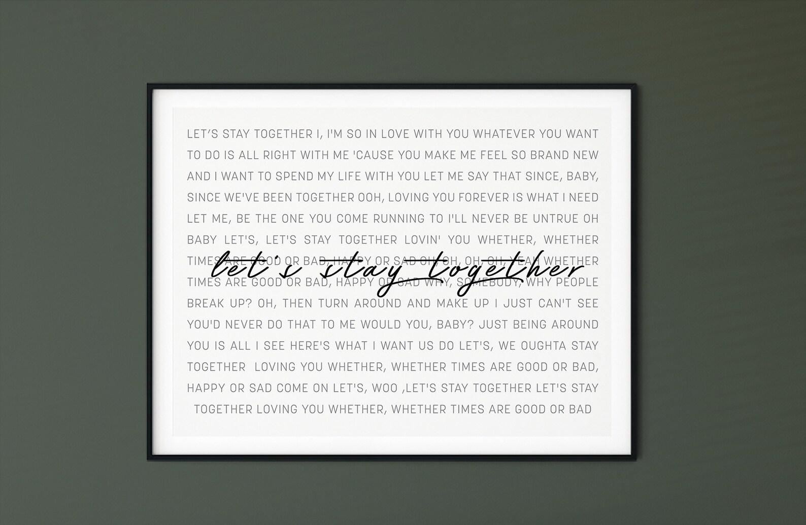 Let's Stay Together Lyrics Print 48 x 36 Printable Etsy España