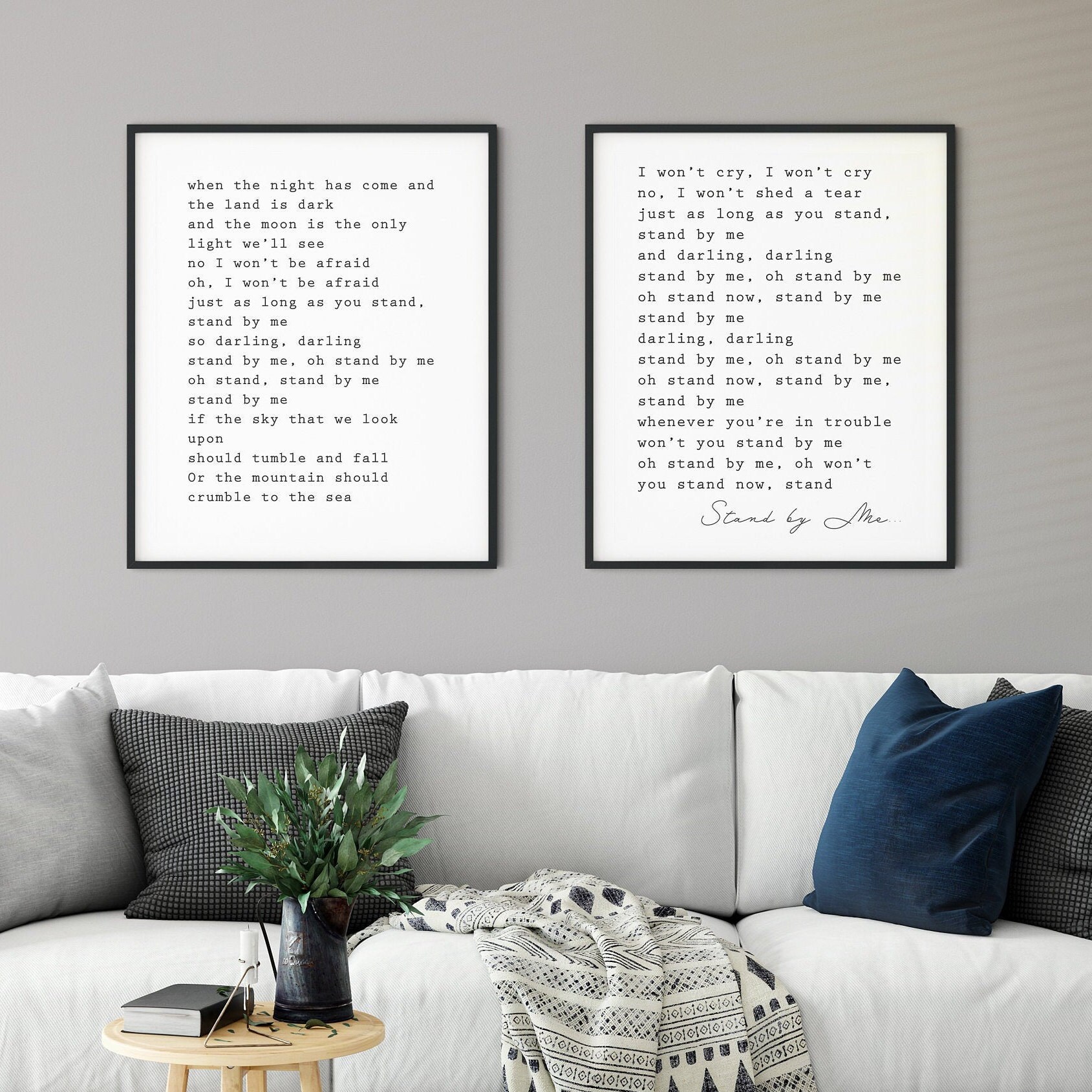 Stand by Me Lyrics Print Set of Two 16 X 20 Printable Art Gallery Wall