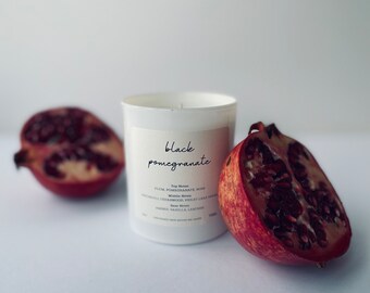 Handmade | Black Pomegranate Soy Candle | Luxury Scented Candle | Vegan Friendly | 220g of Scented Bliss | Gift