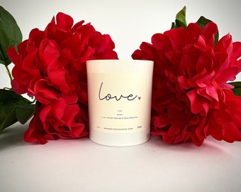 Love Candle | Soy Wax Candle | Luxury Scented Candle | Gift | Vegan Friendly | Handmade With Love