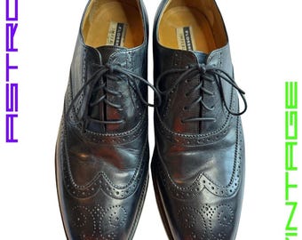 Mens black leather oxfords/vintage leather wing tips/black leather shoes/12 D Florsheim | Shoes | Mens Black Leather Oxfordsvintage  main image 4