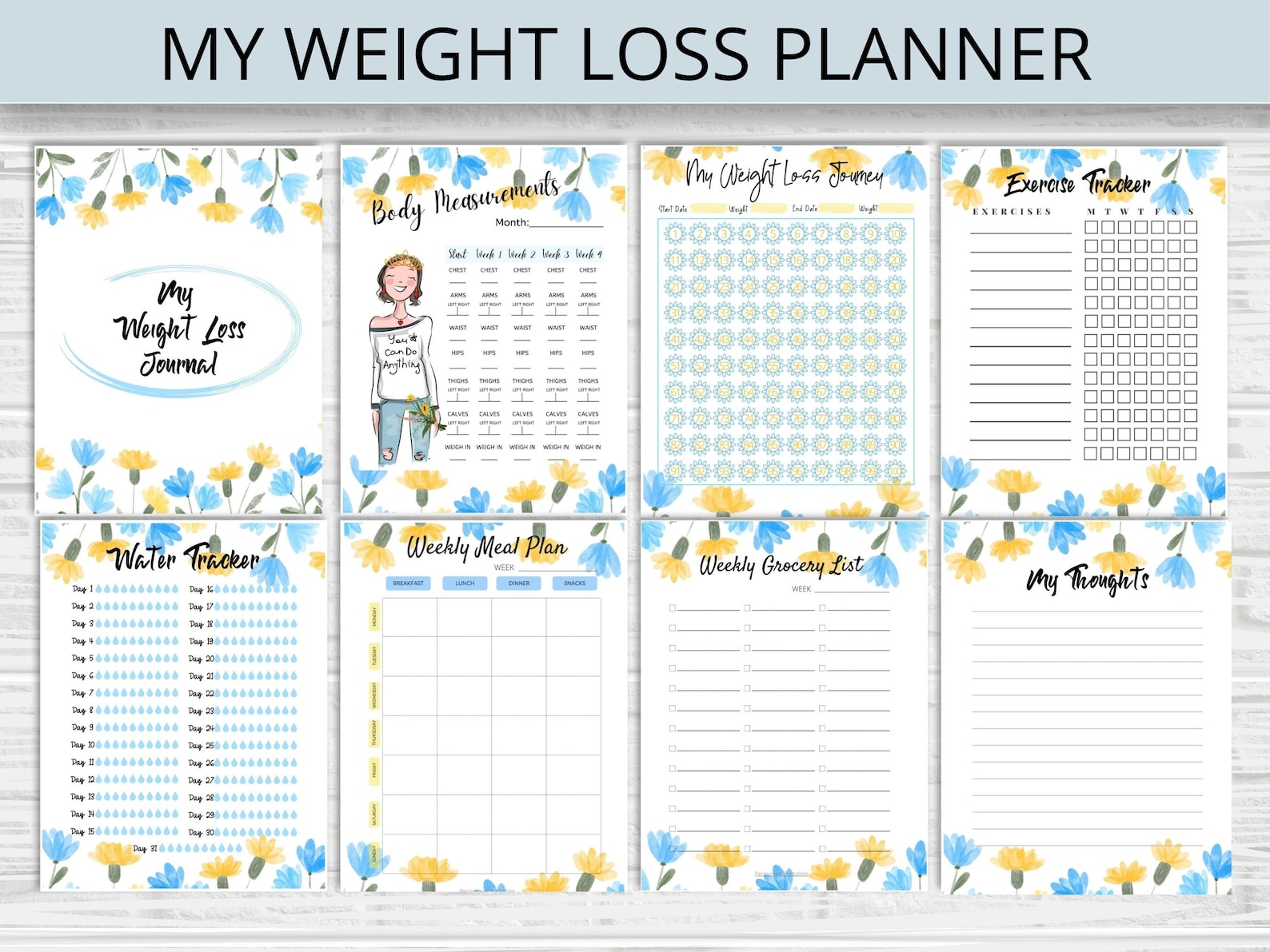 Printable Weight Loss Planner With Work Out Log Meal Planner Etsy Canada