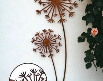 Rust dandelion garden stake XXL height approx. 134 cm