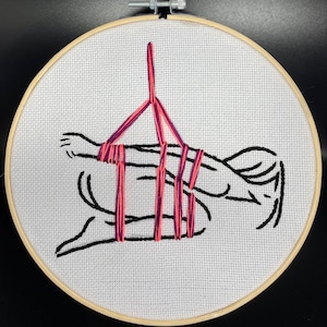 Shibari Embroidery 6inch Hoop *NSFW* Kink Hand Embroidery