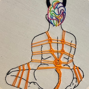 Shibari Custom Art Embroidery 7inch Hoop *NSFW* Kink, Ropes, Hand Embroidery