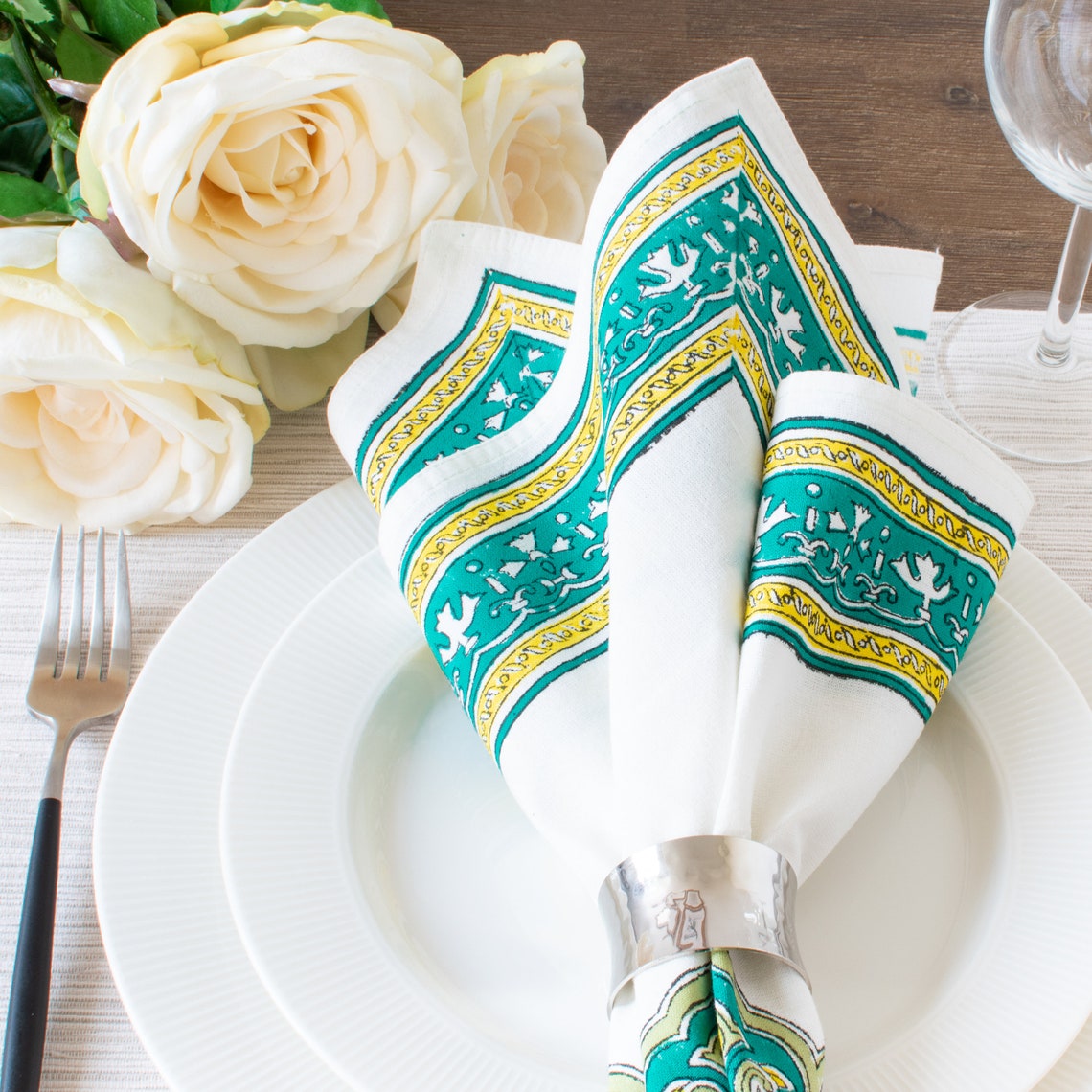 Turquoise Table Cloth Napkins 100 Cotton 20x20 inch Star Etsy
