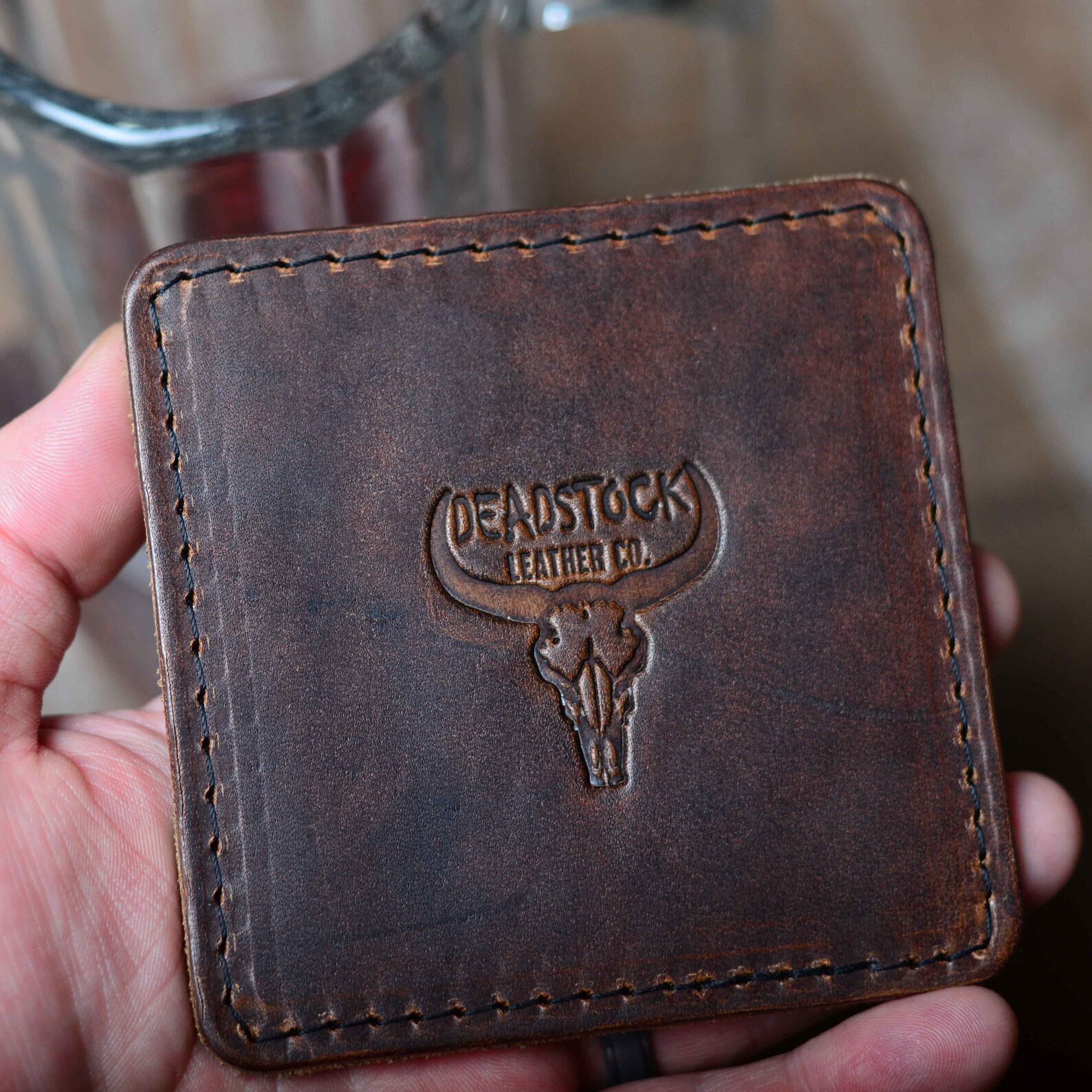 Deadstock Leather Coaster Set Branded Coasters for the Man Etsy