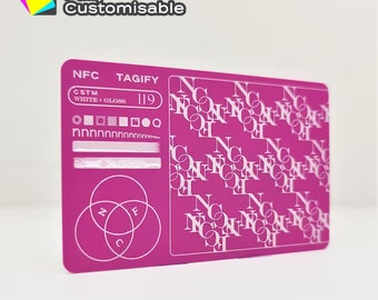 Personalized PVC NFC Digital Business Card | Tap vCard with QR code and Social Media Links | Smart Pink Card | Matte/White Ink