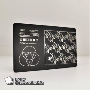 Personalisierte Metall NFC Digitale Visitenkarte | Tippen Sie auf vCard mit QR-Code und SocialMedia Links | Semi-Hybrid Rückseite | Doppelseitig graviert