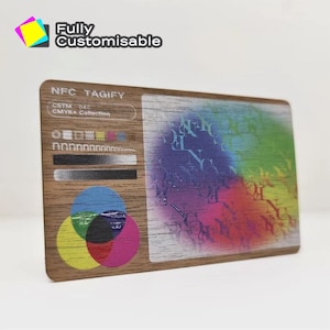 Gepersonaliseerde houten NFC digitaal visitekaartje | Tik op vCard met QR-code en sociale media-links | Slimme walnoothouten kaart | Matte/glanzende afwerking