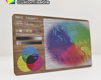 Personalized Wooden NFC Digital Business Card | Tap vCard with QR code and Social Media Links | Smart Walnut Wood Card | Matte/Gloss Finish