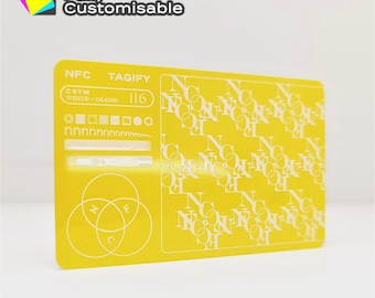 Personalisierte PVC Digitale Visitenkarte | Tippen Sie auf vCard mit QR-Code und SocialMedia Links | Smart Gelbe Karte | Matte/Weiße Tinte