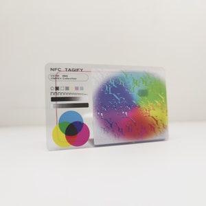 Onderscheidend transparant digitaal NFC-visitekaartje - CMYK-matte afdruk, rechthoekige chip