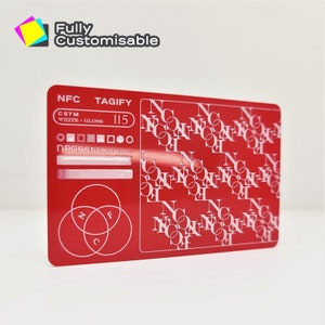 Gepersonaliseerd PVC NFC digitaal visitekaartje | Tik op vCard met QR-code en sociale media-links | Slimme rode kaart | Matte/witte inkt