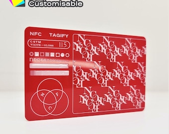 Personalisierte PVC Digitale Visitenkarte | Tippen Sie auf vCard mit QR-Code und SocialMedia Links | Kluge rote Karte | Matte/Weiße Tinte
