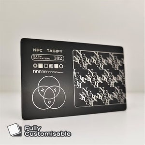 Tarjeta de visita digital NFC de metal sólido personalizada / Tap vCard con código QR y enlaces de redes sociales / Chip NFC redondo / Grabado a doble cara