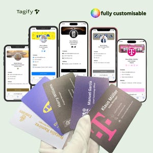 1 x Cartão de visita digital NFC de PVC personalizado | Tap vCard com código QR e links de mídia social