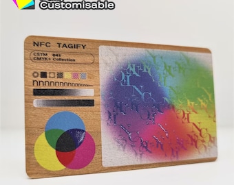 Personalized Wooden NFC Digital Business Card | Tap vCard with QR code and Social Media Links | Smart Cherry Wood Card | Matte/Gloss Finish