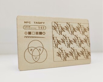 Personalized Wooden NFC Digital Business Card | Tap vCard with QR code and Social Media Links | Smart Wood Card | Laser Engraved Two Sides