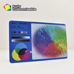 Gepersonaliseerd PVC NFC digitaal visitekaartje | Tik op Vcard met QR-code en sociale media-links | Slimme blauwe kaart | Bedrukte matte/glanzende afwerking